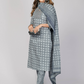 NOZ2TOZ Women's Printed & Embellished & Mirror Work Straight Cotton Grey Stitched Kurta Pant With Dupatta (3Pcs Set) - Swadesiicart