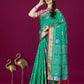 Lorenvalley Fashion Teal Patola Silk Woven Design Zari Meenakari Weaving Saree - Swadesiicart