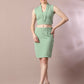Myshka Women's Sea Green Solid Shawl Neck Party Top With Skirt Co-ord set - Swadesiicart