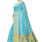Vamika Banarasi Jacquard Weaving Sky Blue Saree | Swadesiicart