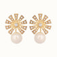 Nuyug 22K Gold-Plated Pearl Drop Zircon Floral Shaped Mini Stud Earrings | Swadesiicart