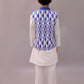 Lil Drama Shor-Gul White Kurta Pyjama with Blue Jacket Set For Boys | Swadesiicart