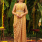 Janasya Mustard Georgette Floral Saree | Swadesiicart