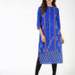 Aniyah Cotton Block Printed Straight Kurta Blue (AN-140K) - Swadesiicart