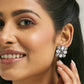Nuyug 22K Gold-Plated Crystal & Zircon Stone Studded Floral Studs | Swadesiicart