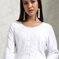 Vishudh White Floral Embroidered Thread Work Straight Kurta With Palazzos - Swadesiicart