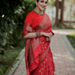 DEIANA'S Beautiful Designer Golden zari Soft Lichi Silk Saree - Pink - Swadesiicart