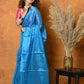 Very Much Indian Fusion Cotton Tissue Shimmer Saree - Light Blue | Swadesiicart