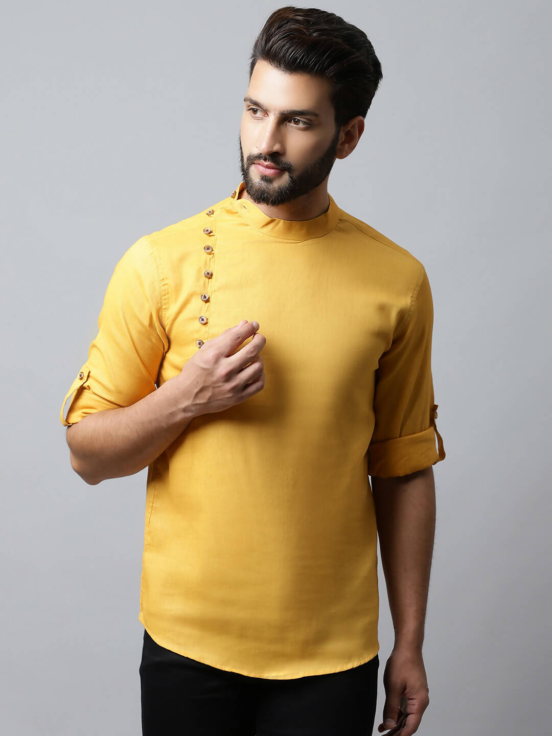 Even Apparels Yellow Color Pure Cotton Men's Kurta With Side Placket (MMS1130) | Swadesiicart
