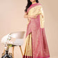 Astita Aura Silk Cream Magenta Banarasi Silk Saree | Swadesiicart