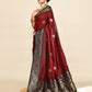 Joban Fashion Maroon & Black Plain With Weaving Border Banarasi Silk Sarees | Swadesiicart