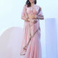 Baby Pink Burberry Solid Designer & Lace Work Saree - Samaa