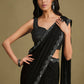 Black Crepe Silk Sequence Embroidered & Stone Work With Sequence Work Jacket Saree With Stitched Blouse - Mohmanthan La Belle
