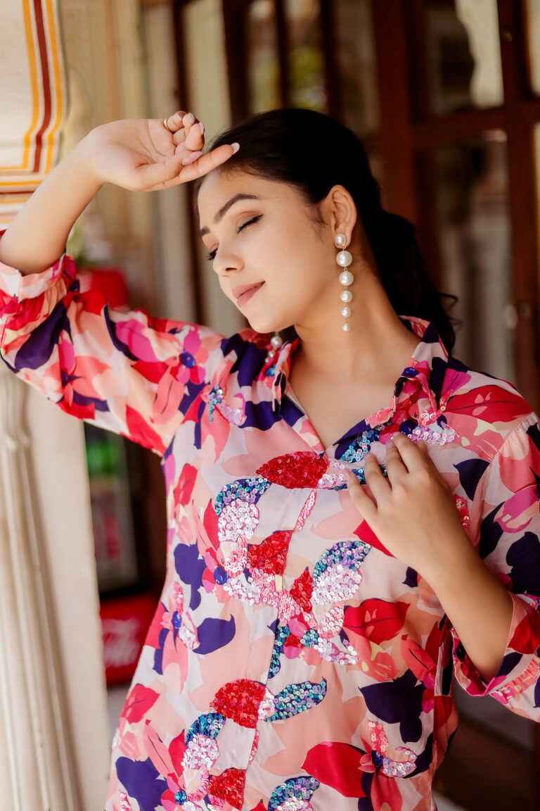Vaasva Women Multi-colour Muslin Floral Print Shirt & Pant (Co-ords set) - Swadesiicart