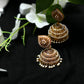 Mominos Fashion Johar Kamal Leaf Design Jhumka With Stone & Pearl - Swadesiicart