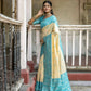 Vishnu Weaves Women's Firozi Handloom Raw Silk Woven Saree with Blouse - Swadesiicart