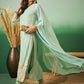 Aqua Blue Georgette Handwork Unstitched Dress Material - Hanika | Swadesiicart