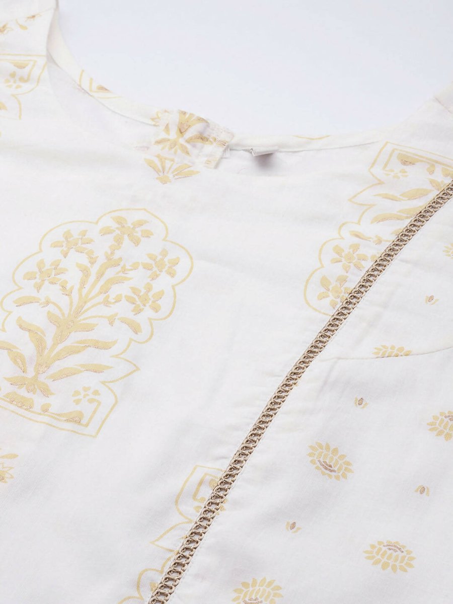 Ahalyaa Off White Printed Basic Jumpsuit - Swadesiicart