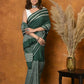 Very Much Indian Handblock Printed Cotton Saree With Natural Dyes - Leaf Green | Swadesiicart