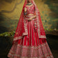House of Panchhi Red Pure Silk Moti & Zarkan heavy embroidery Lehenga choli & Dupatta | Swadesiicart