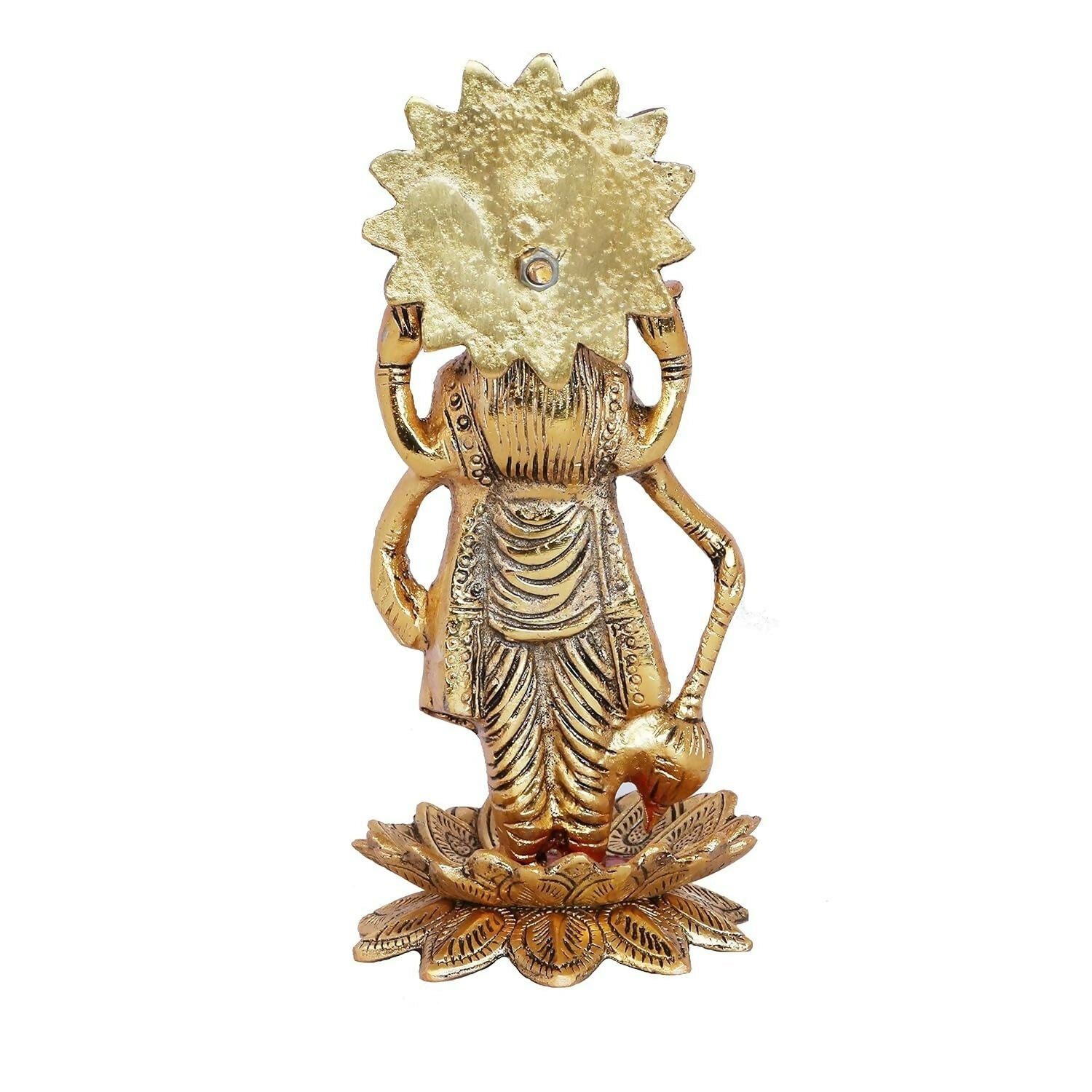 Kridaykraft Gold-Polished Narayan/Vishnu Standing On Lotus Metal Statue - Swadesiicart
