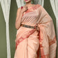 Very Much Indian Handloom Cotton Silk Maheshwari Saree With Sleek Golden Border - Beige | Swadesiicart