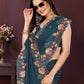 Ai Fashion Teal Soft Star Georgette Embroidery Party Wear Saree