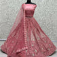 Jyoti Fashion Women's Pink Bridal Net Fancy Dori, Multi Thread, Hand Mirror and Diamond Work Wedding Lehenga Choli | Swadesiicart