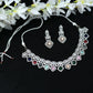 Mominos Fashion Johar Kamal Women Silver-Plated American Diamond Multi Colour Choker Set | Swadesiicart