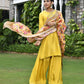 Vaasva Women's Silk Mustard Emboidered Solid Kurta, Sharara & Dupatta Set | Swadesiicart