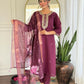The52 Wine Women's Gorgeous Rayon Fabric Embroidered Work Straight Kurta Pant and Dupatta Set - Swadesiicart