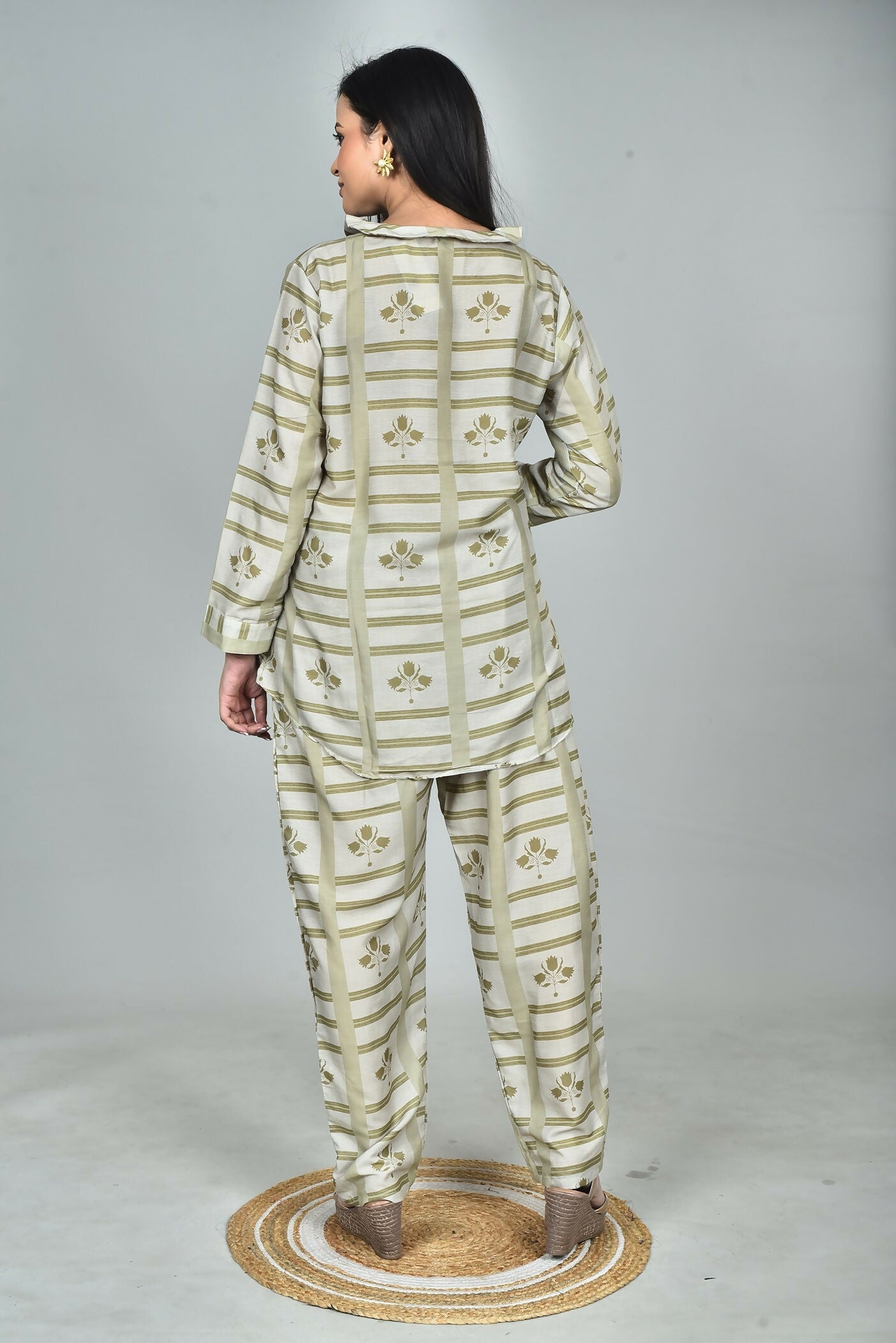 Morchari Digital Print Semi Muslin Co-Ord Set Top & Trouser-Multicolor - Swadesiicart