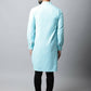 Even Apparels Blue Color Pure Cotton Solid Men's Kurta With Shirt Collar (SLD1132) | Swadesiicart
