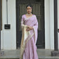 Vishnu Weaves Women's Purple Premium Tussar Silk Saree with Blouse - Swadesiicart