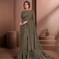 Brown Colored Crepe Embroidered Saree With Unstitched Blouse - Norita Raissa