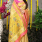 Jyoti Fashion Women's Cream Banarasi Silk Zari Woven Saree with Blouse | Swadesiicart