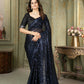 Dishitha Creation Indian Women's Designer Georgette Sequence Saree - Blue | Swadesiicart
