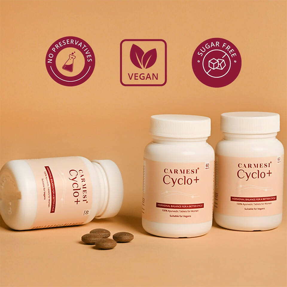 Carmesi Cyclo+ 100% Ayurvedic Tablets for Women - Swadesiicart