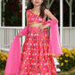 Aayaa Designer Printed Silk Pink Kids Lehenga Choli - Pink