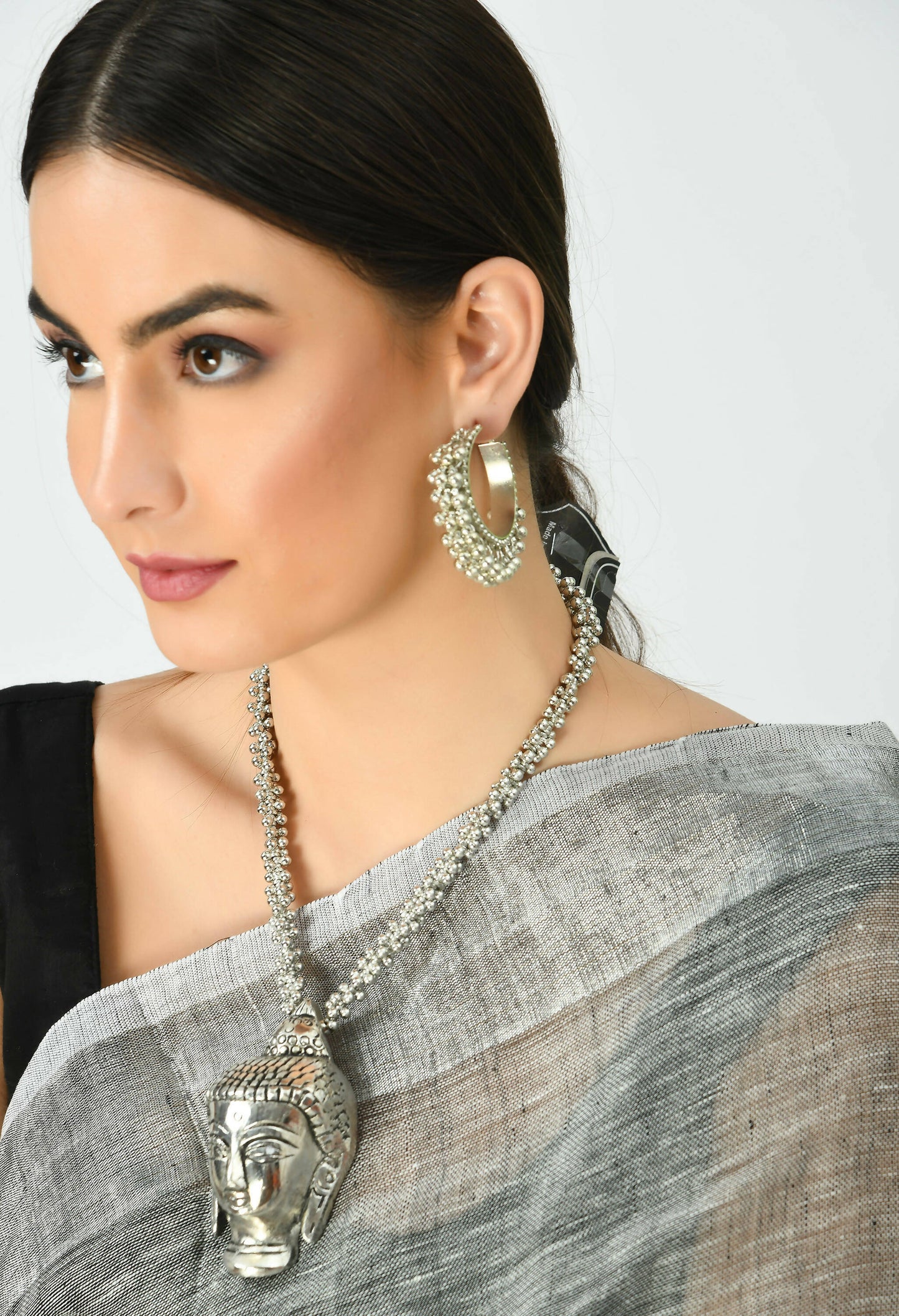 Mominos Fashion Johar Kamal Silver-Plated Brass Finish Budha Long Neckalce For Women - Swadesiicart