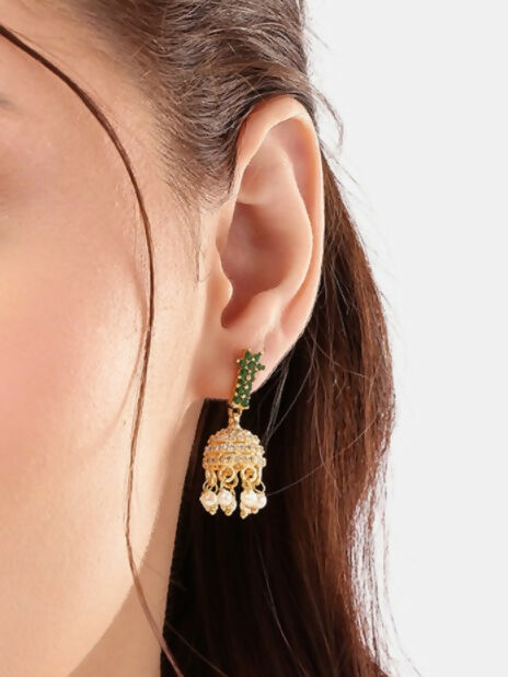 Nuyug 22K Gold Plated Pearl Belle Mini Jhumki Earrings | Swadesiicart