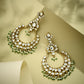 Nuyug 22K Gold-Plated Elegant Kundan Studded & Beaded Floral Chandbali Earrings | Swadesiicart