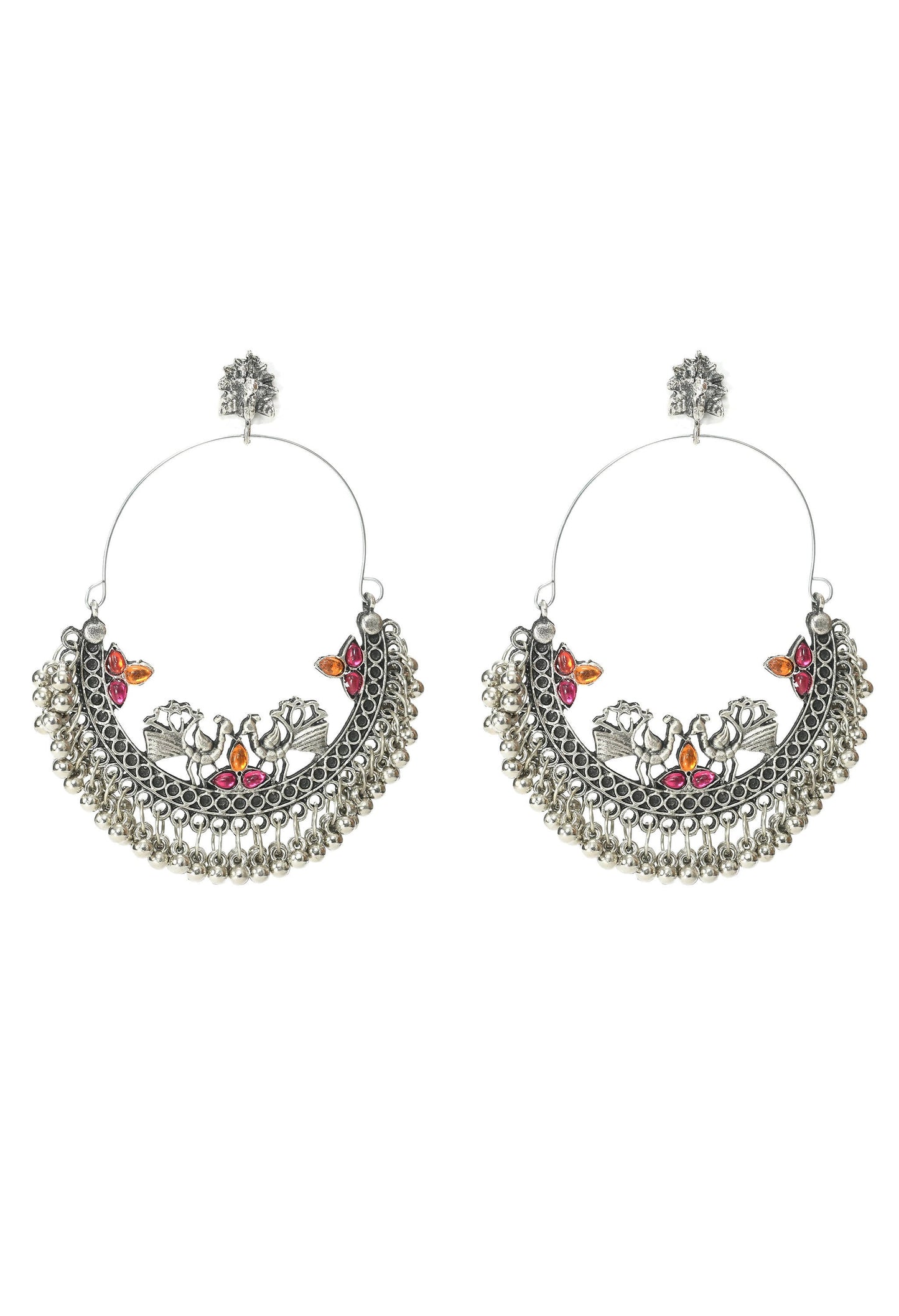 Mominos Fashion Johar Kamal Peacock Design Chandbali Earrings - Mominos Fashion