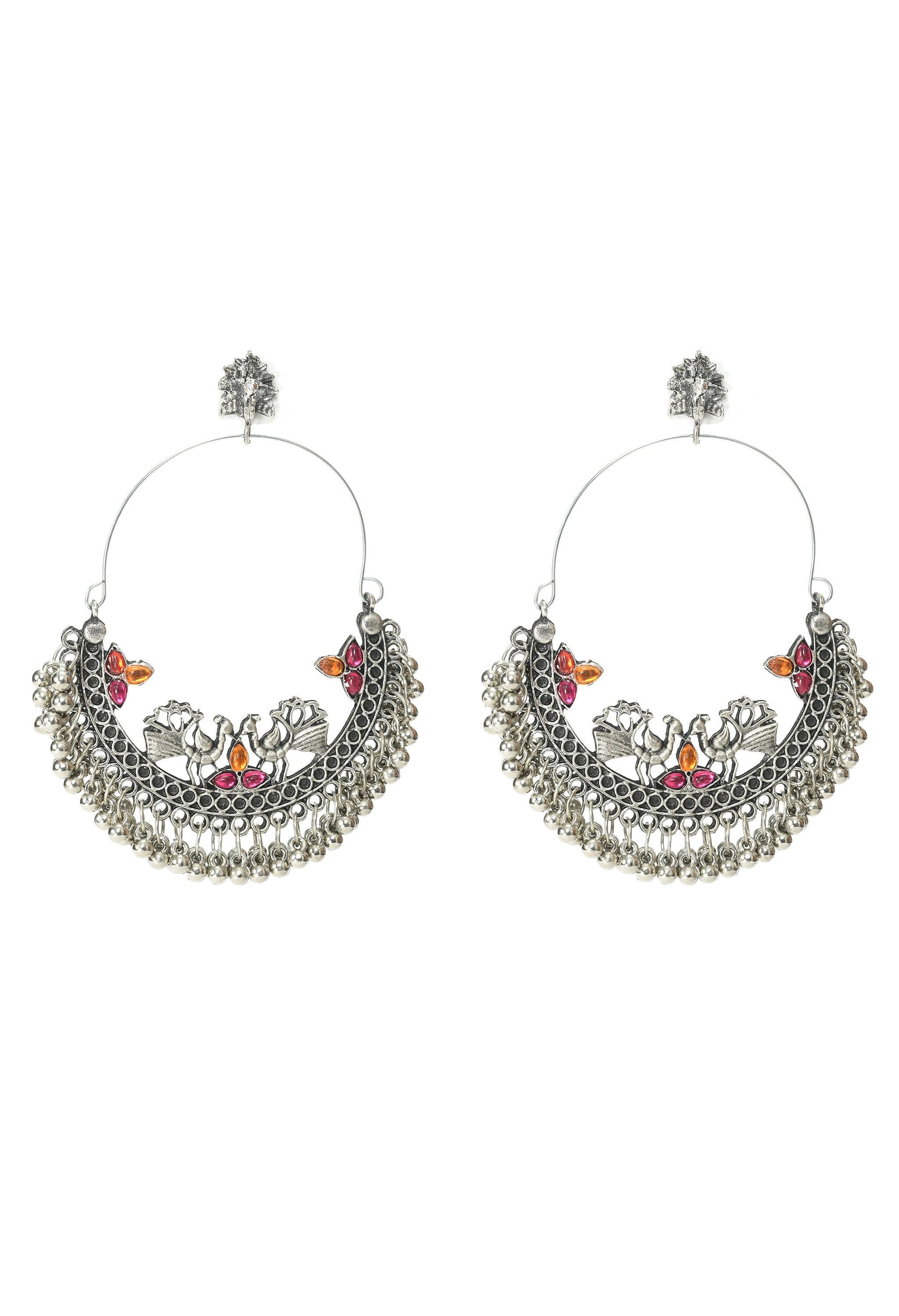 Mominos Fashion Johar Kamal Peacock Design Chandbali Earrings - Mominos Fashion