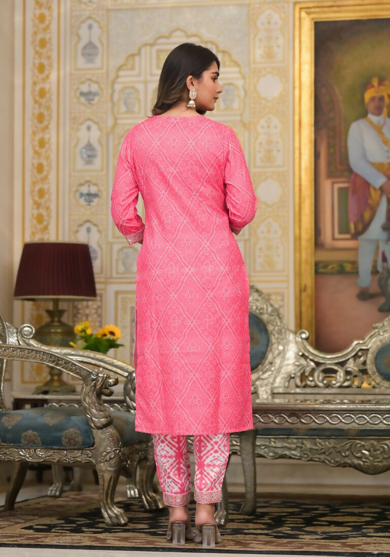 Partywear Designer Pink Cotton Stitched Suit With Dupatta - Tanisha | Swadesiicart