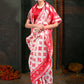 Shree Shyam Fashion Devistuti Red White Linen Cotton Saree
