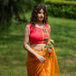 Amodini Designer Studio Women's Coral Chinon Lehriya Sleeveless Blouse