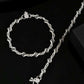 VOJ Set of 2 Silver Plated Designer Stainless Steel Anklet - Swadesiicart