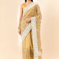 Beige Organza Floral Embroidered Saree with Unstitched Blouse Piece - Roozal