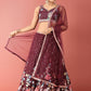 House of Panchhi Burgundy Net Multi colour Thread & Sequinse Work Lehenga & Blouse, Dupatta | Swadesiicart
